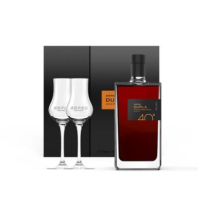 Dupla 40 Ágyas Cigánymeggy Pálinka díszdobozban 0.5L + 2 db Tulipán Pálinkáspohár (40%)