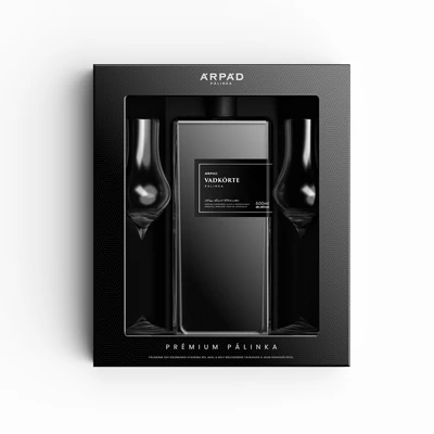 Prémium Vadkörte Pálinka ablakos díszdobozban 0.5L + 2db Tulipán Pálinkáspohár(40%)